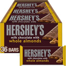 Hersheys Milk Chocolate With Whole Almonds Candy Bars, 1.45 Oz (36 Count).